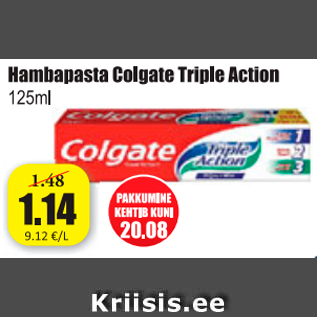 Allahindlus - Hambapasta Colgate Triple Action, 125 ml