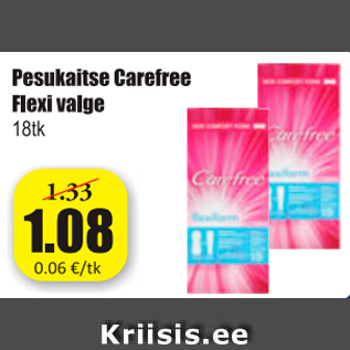 Allahindlus - Pesukaitse Carefree Flexi valge 18 tk