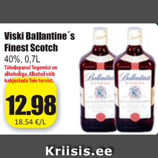 Allahindlus - Viski Ballantine´s Finest Scotch