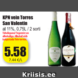 Allahindlus - KPN vein Torres San Valentin