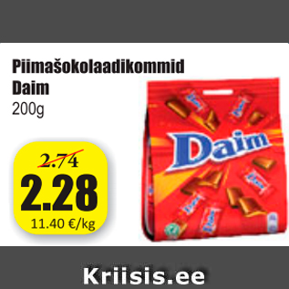 Allahindlus - Piimašokolaadikommid Daim 200 g