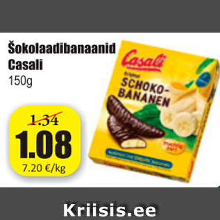 Allahindlus - Šokolaadibanaanid Casali 150 g