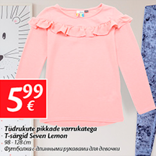 Allahindlus - Tüdrukute pikkade varrukatega T-särgid Seven Lemon