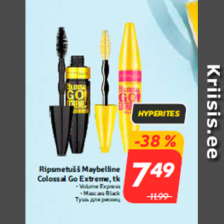 Allahindlus - Ripsmetušš Maybelline Colossal Go Extreme, tk