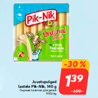 Allahindlus - Juustupulgad lastele Pik-Nik, 140 g