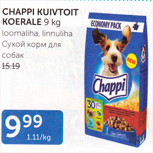 Allahindlus - CHAPPI KUIVTOIT KOERALE 9 KG