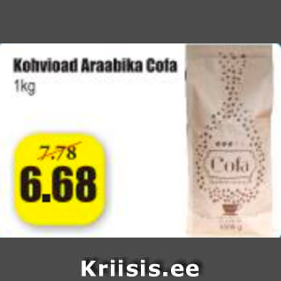 Allahindlus - Kohvioad Araabika Cota 1 kg