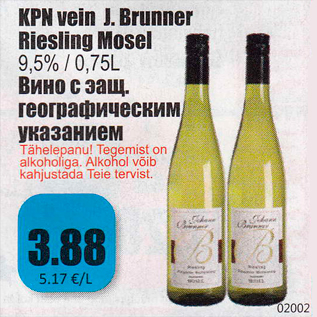 Allahindlus - KPN vein J.Brunner Riesling Mosel