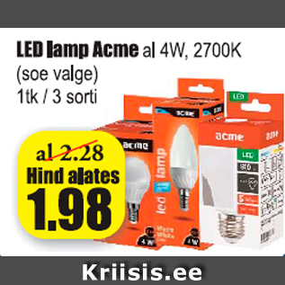 Allahindlus - LED lamp Acme