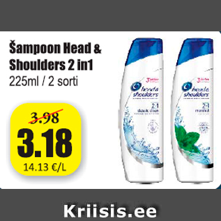 Allahindlus - Šampoon Head & Ahoulders 2 in 1