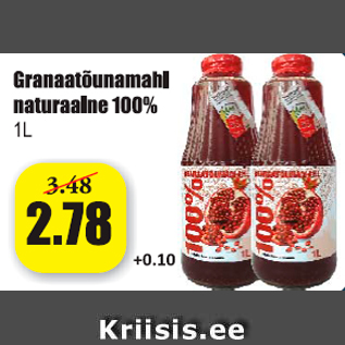 Allahindlus - Granaatõunamahl naturaalne 100%, 1 l