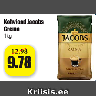 Allahindlus - Kohvioad Jacobs Crema 1 kg