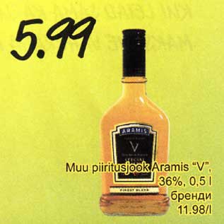 Allahindlus - Muu piiritusjook Aramis "V" 36%, 0,5 l