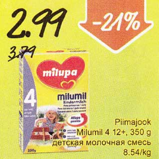 Allahindlus - Piimajook Milumil 4 12+, 350 g