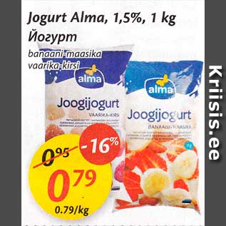 Allahindlus - Jogurt Alma, 1,5%, 1 kg