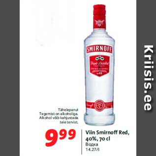 Allahindlus - Viin Smirnoff Red