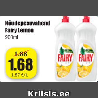 Allahindlus - Nõudepesuvahend Fairy Lemon 900 ml