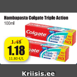 Allahindlus - Hambapasta Colgate Triple Acrion 100 ml