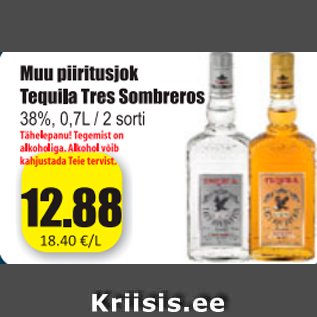 Allahindlus - Muu piiritusjook Tequila Tres Sombreros