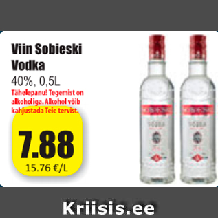 Allahindlus - Viin Sobieski Vodka