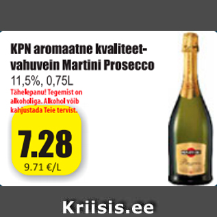 Allahindlus - KPN aromaatne kvaliteetvahuvein Martini Prosecco