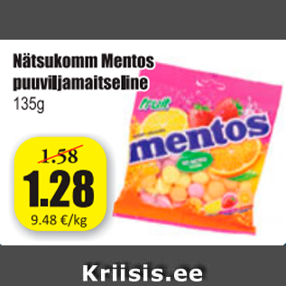 Allahindlus - Nätsukomm Mentos puuviljamaitseline 135 g