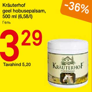 Allahindlus - Kräuterhof geel hobusepalsam, 500 ml