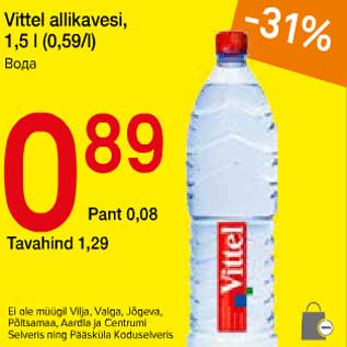 Allahindlus - Vittel allikavesi,1,5 l