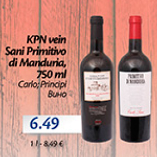 Allahindlus - KPN vein Sani Primitivo di Manduria 750 ml