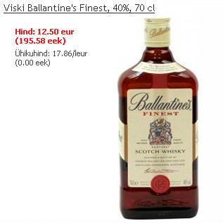 Allahindlus - Viski Ballantine`s Finest