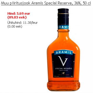 Allahindlus - Muu piiritusjook Aramis Special Reserve