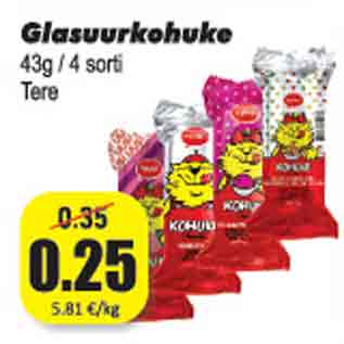 Allahindlus - Glasuurkohuke 43g/4 sorti