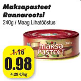 Allahindlus - Maksapasteet Rannarootsi 240 g