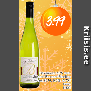 Allahindlus - Saksamaa KPN vein Johann Brunner Riesling Mosel