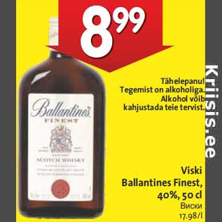 Allahindlus - Viski Ballantines Finest