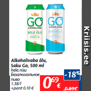 Allahindlus - Alkoholivaba õlu, Saku Go, 500 ml