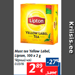 Allahindlus - Must tee Yellow Label, Lipton, 100 x 2 g