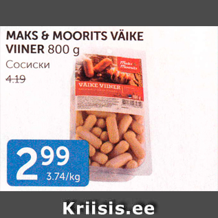 Allahindlus - MAKS & MOORITS VÄIKE VIINER 800 G