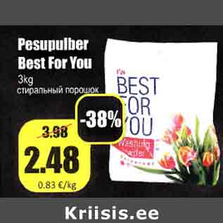 Allahindlus - Pesupulber Best For You 3 kg