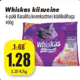 Allahindlus - Whiskas kiisueine 4-pakk Kanaliha koorekastmes küülikulihaga 400g