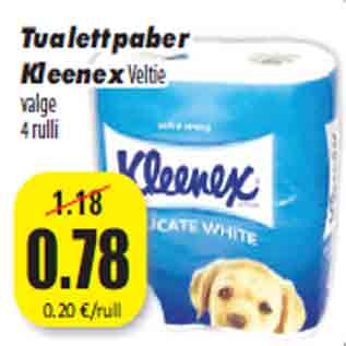 Allahindlus - Tualettpaber Kleenex Veltie valge 4 rulli