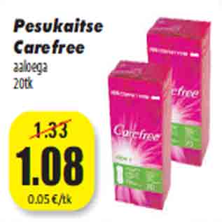 Allahindlus - Pesukaitse Carefree aaloega 20tk