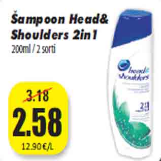 Allahindlus - Šampoon Head& Shoulders 2in1 200ml / 2 sorti