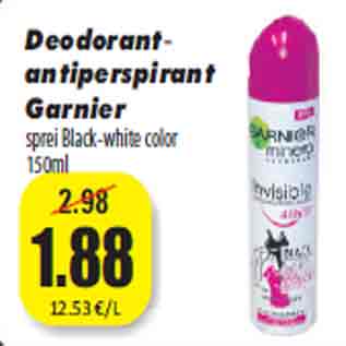 Allahindlus - Deodorant antiperspirant Garnier sprei Black-white color 150ml