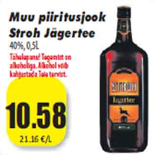 Allahindlus - Muu piiritusjook Stroh Jägertee 40%,0,5L