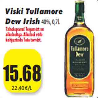 Allahindlus - Viski Tullamore Dew Irish 40%,0,7L