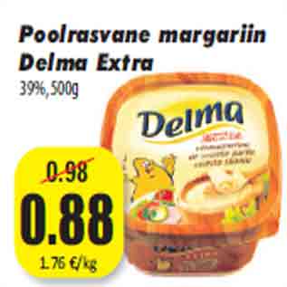 Allahindlus - Poolrasvane margariin Delma Extra 39%,500g