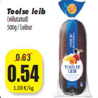 Allahindlus - Toolse leib (viilutatud) 500g / Leibur