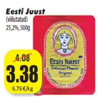 Allahindlus - Eesti Juust (viilutatud) 25,2%,500g