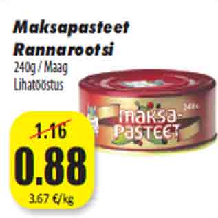 Allahindlus - Maksapasteet Rannarootsi 240g / Maag Lihatööstus